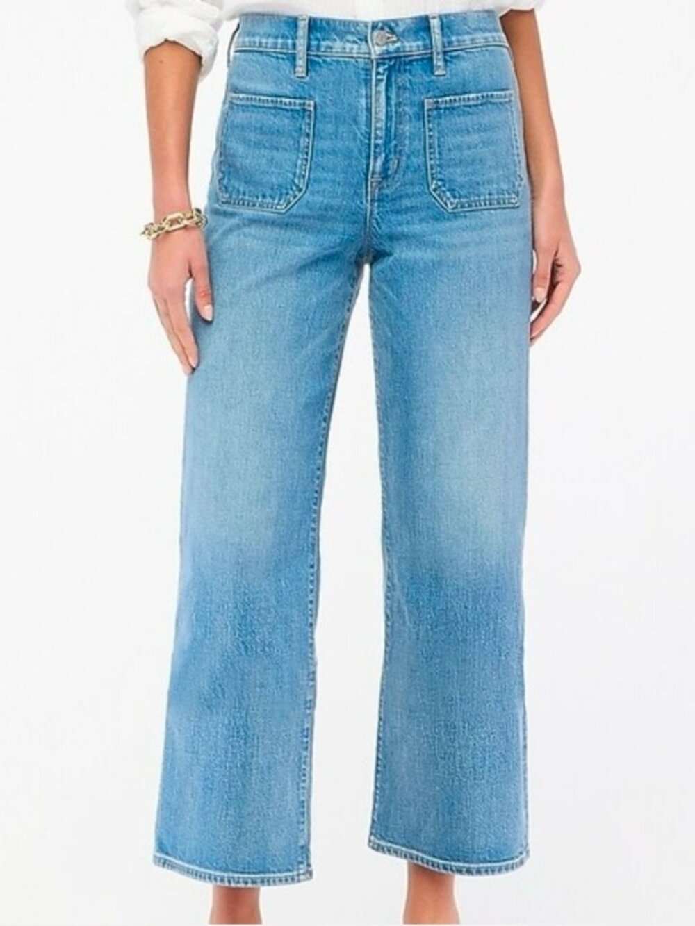 J Crew Factory Wide Leg Crop Jeans with Patch Pockets Size 30